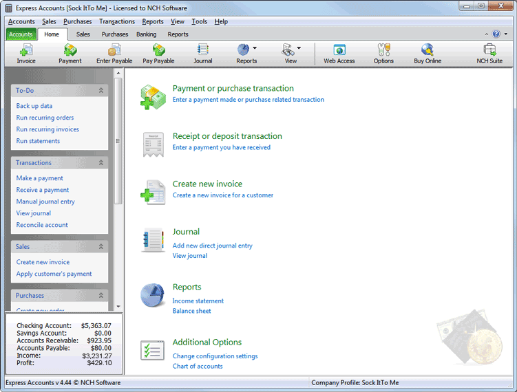 Click to view Express Accounts Accounting Software 4.44 screenshot