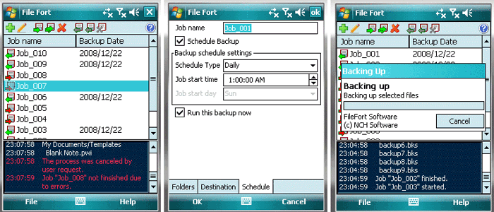 FileFort Free File Backup for Pocket PC screen shot