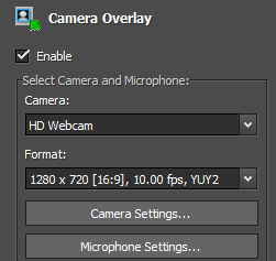 Camera overlay window dialog