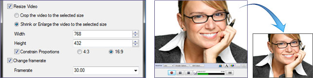Resize and adjust before you record a video