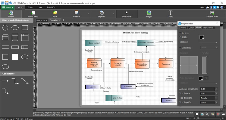 Capturas de pantalla de ClickCharts, software para diagramas de flujo y modelado