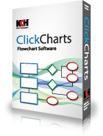 Scatola del software per la creazione di diagrammi di flusso ClickCharts