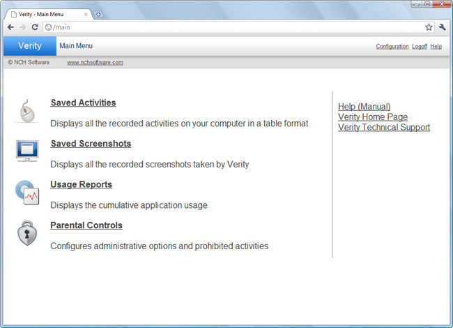 Verity Parental Control Software screen shot
