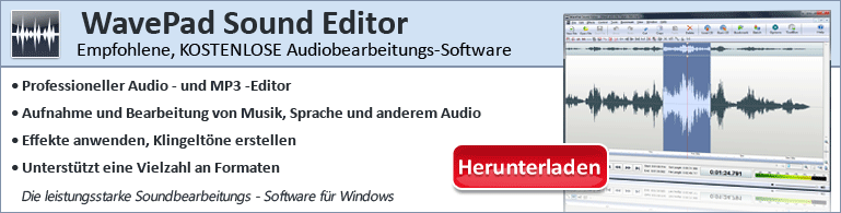 Klicken Sie hier, für weitere Informationen über den WavePad Audio Editor