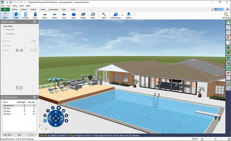 DreamPlan Schwimmbad Software Schwimmbad Screenshot