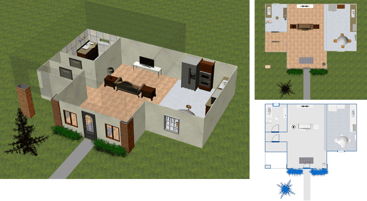 DreamPlan Home Design & Landscape Planning Software Screenshots - View Model in 3D, 2D, or Blueprint Mode