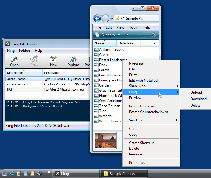 Fling FTP Uploader Software 2.35 screenshot