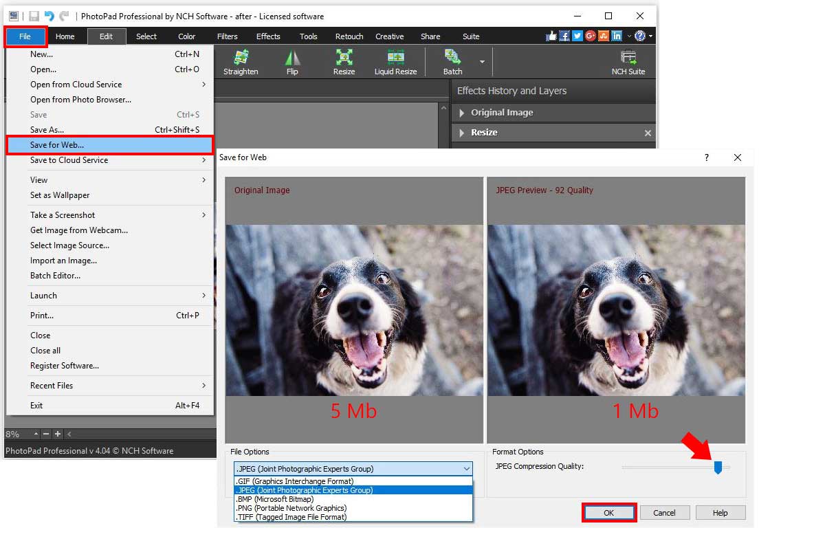 How to resize a picture by compressing