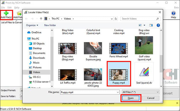 Click Add File button to add a video.
