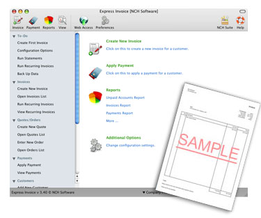 Click here for more screenshots of Express Invoice Software