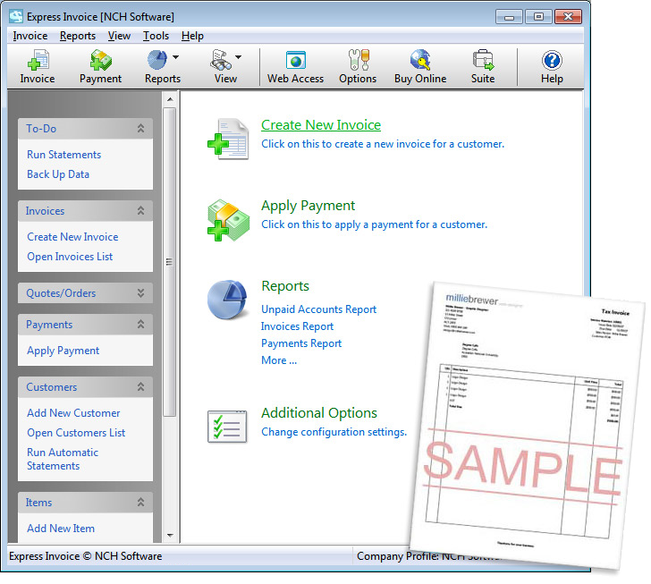 Click to view Express Invoice Free Edition 3.49 screenshot