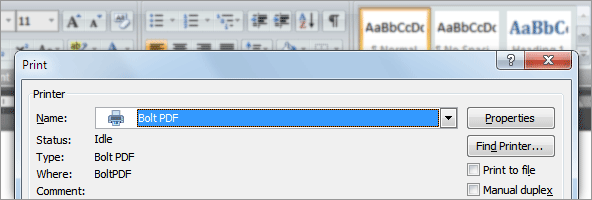 Click to view Bolt PDF Printer 1.12 screenshot