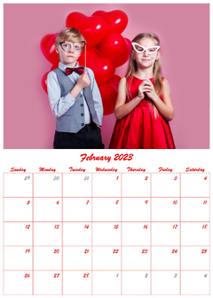 Valentines themed calendar