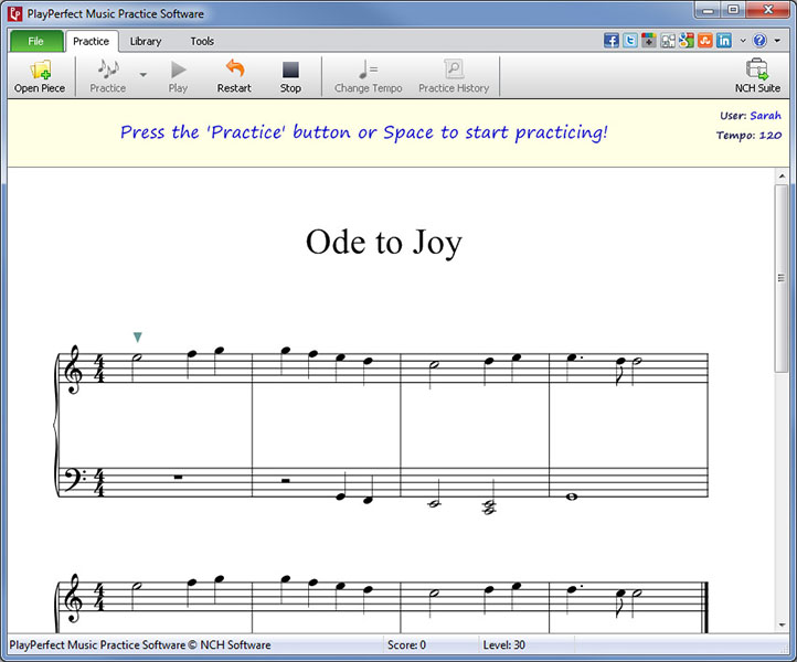 PlayPerfect Music Practice Software screen shot