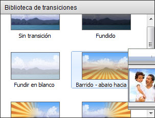 Un amplio rango de transiciones de vídeo disponibles