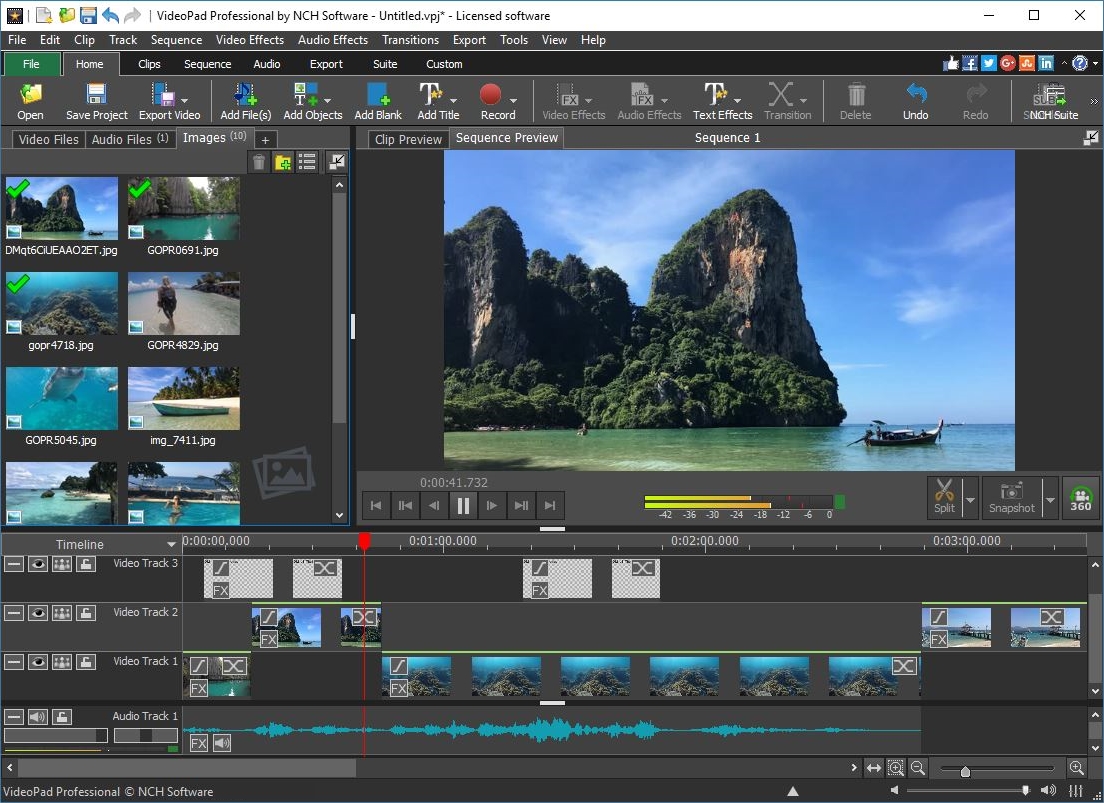 VideoPad Masters Edition Professional Movie Making Software for Windows.