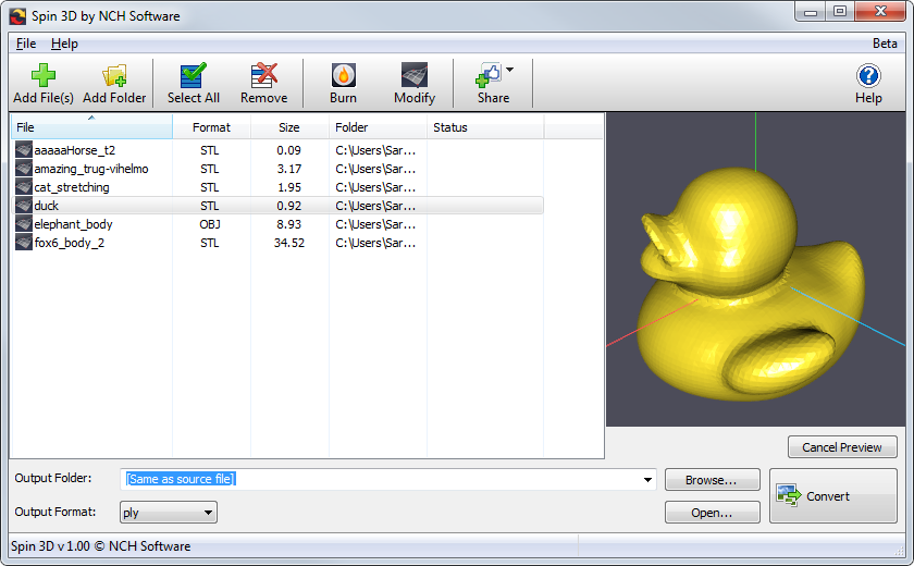 Spin 3D Mesh Converter Software