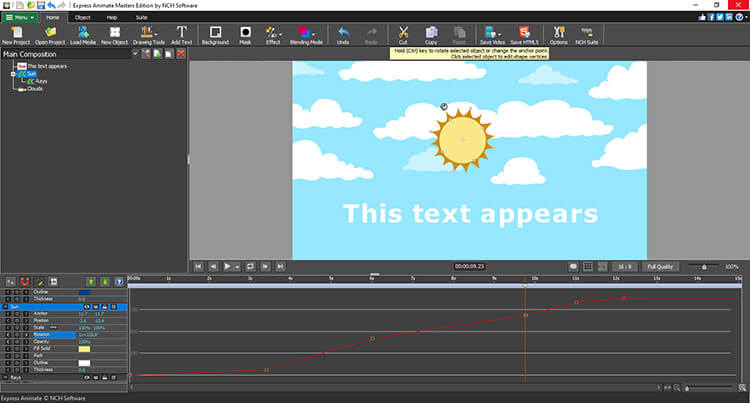 Express Animate curve animation editing screenshot