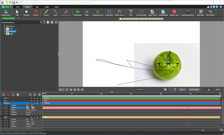 Express Animate kurvanimering redigera skärmdump