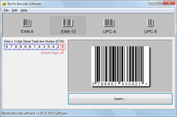 Klik voor Barillo Barcode Software Screenshots