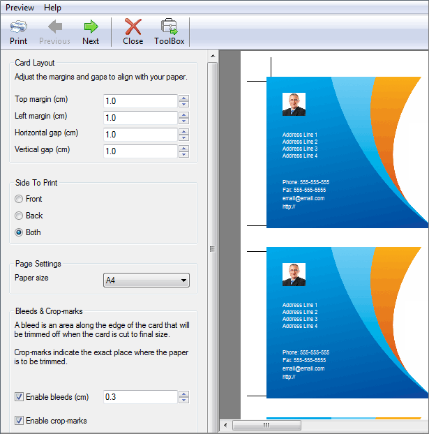 CardWorks Business Card Design Software print business cards screenshot