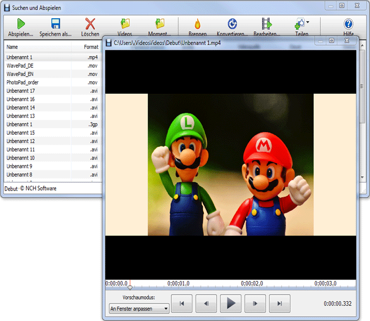 Debut Screen Recorder Software Abspielen Screenshot