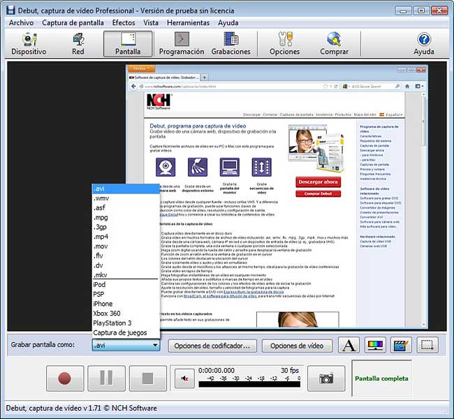 Windows 10 Debut Pro Programa para Grabar Vídeo full