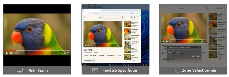 Enregistrer une zone sélectionnée, une seule fenêtre ou l'écran entier