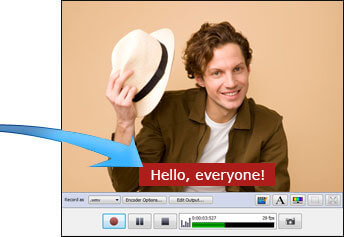 Add captions and text to streaming video capture software