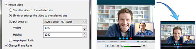 Resize and adjust before you record video.