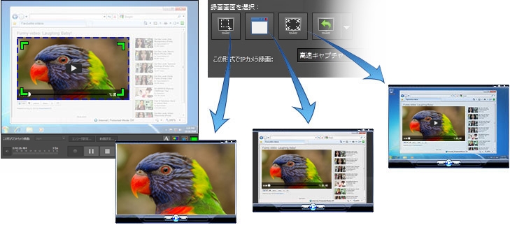 特定の範囲や画面、または画面全体を録画