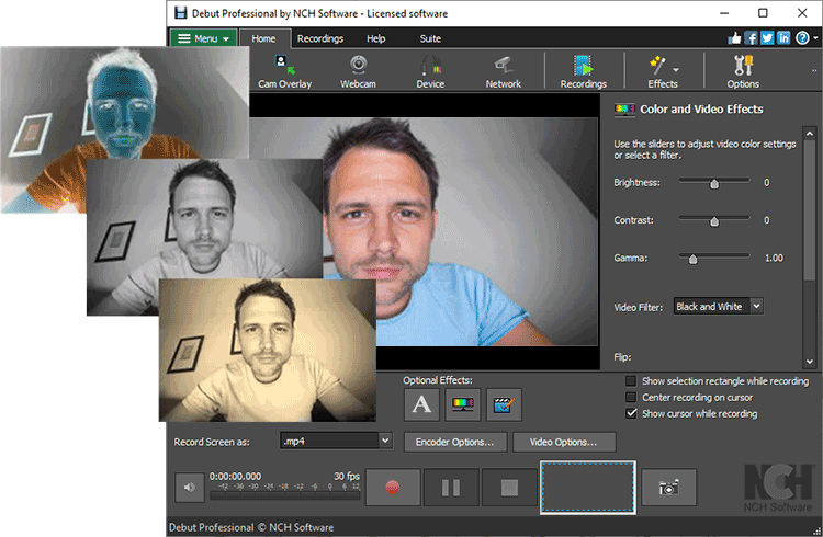 Debut Screen Recorder Software add effects screenshot