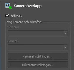 Dialogrutan Kameraöverlagringsfönster