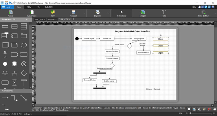 Capturas de pantalla de ajuste de objetos de ClickCharts, software para diagramas de flujo y modelado
