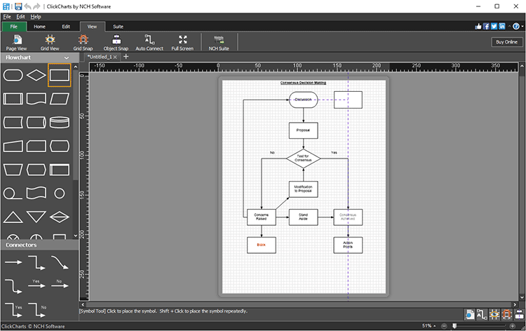 ClickCharts Diagram & Flowchart Software snap objecten screenshot