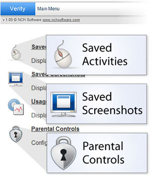 Captures d'écrans du logiciel de contrôle parental