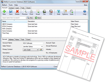 Reflect CRM Customer Database Free screenshot