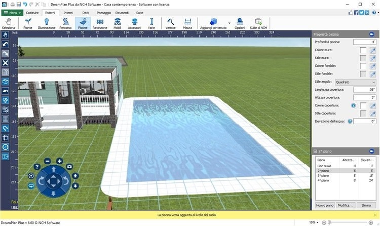 Schermate di DreamPlan Software per Progettare un Piscina