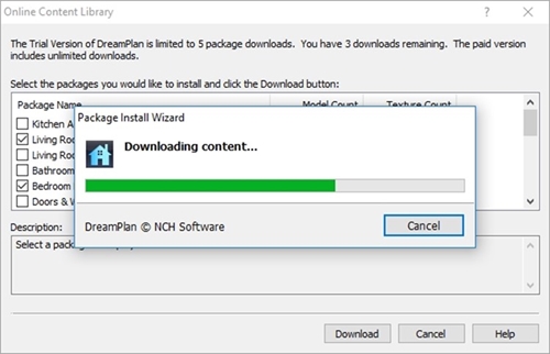 DreamPlan Thuisontwerpsoftware Objecten importeren uit de online inhoudsbibliotheek