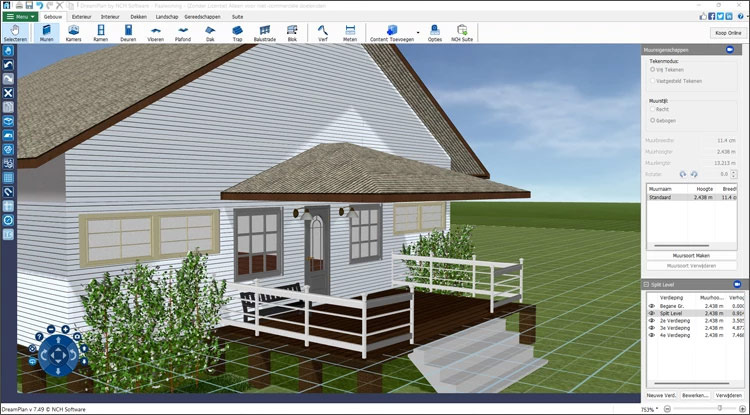 Screenshot van DreamPlan Thuisontwerpsoftware dekontwerp