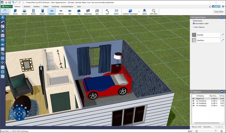 Screenshot van DreamPlan Thuisontwerpsoftware