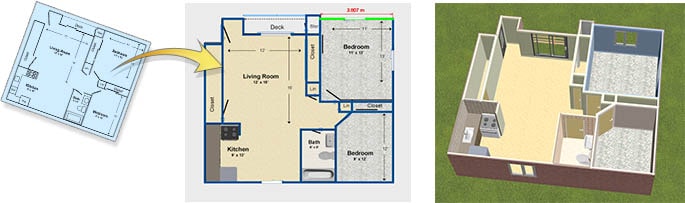 Use o modo de rastreamento para importar planos de piso existentes