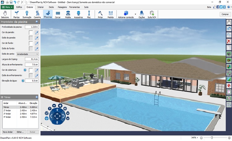 DreamPlan Pool Design Software captura de tela de design de pool