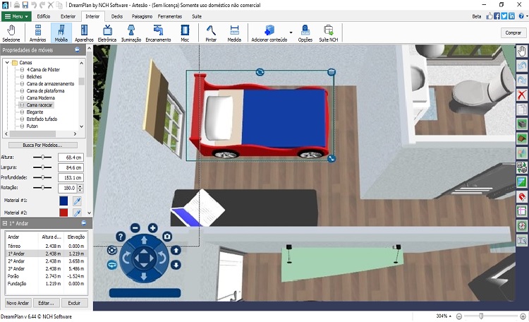 Captura de tela de móveis do DreamPlan Design Doméstico Software