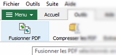 Sélectionner la fonctionnalité Fusion PDF