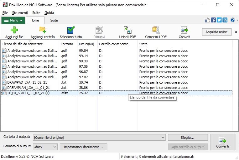Schermate conversione Doxillion software convertitore di documenti