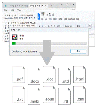 Doxillion 변환 대화상자 창