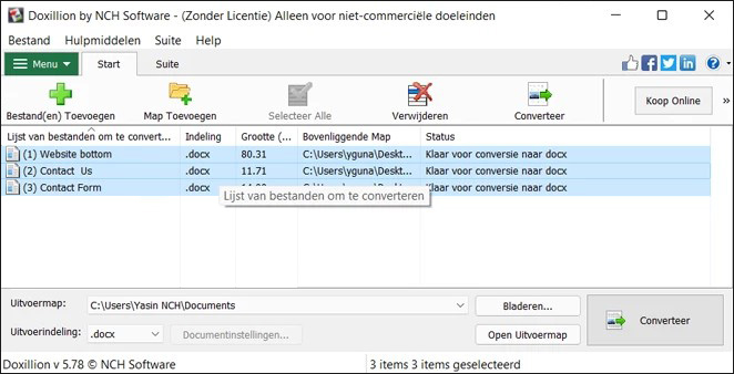 Doxillion Document Converter Software converteer meerdere bestanden screenshot
