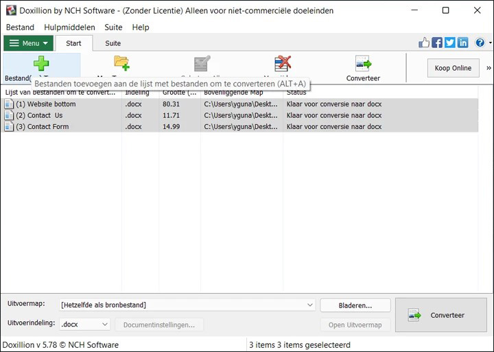 Doxillion Document Converter Software bestanden toevoegen screenshot