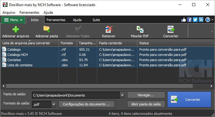 Software do Conversor de documentos Doxillion converter vários arquivos captura de tela